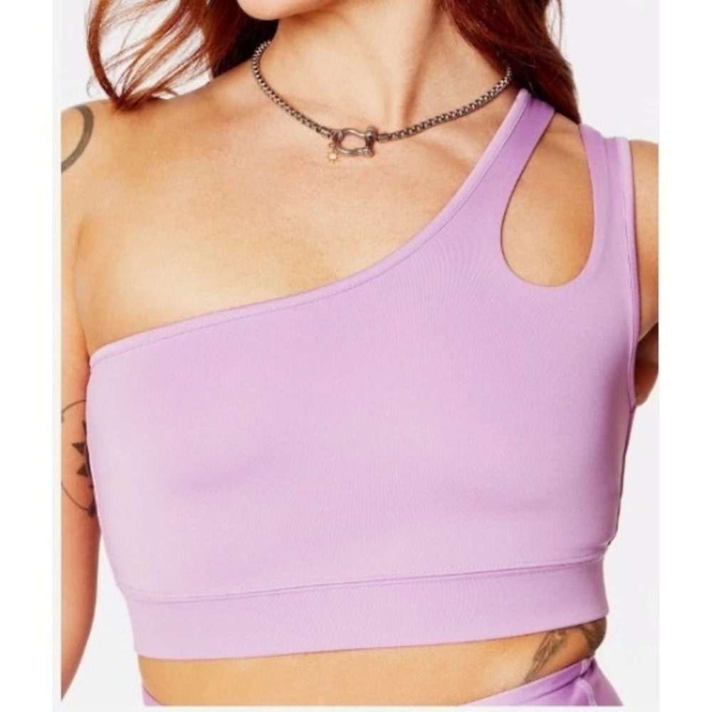 Year Of Ours Robin Asymmetric Sports Bra Womens L Purple Cut Out Yoga NWT
